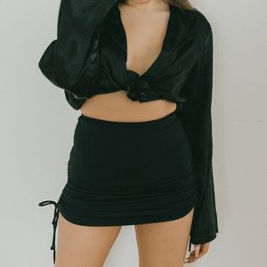 Black mini skirt with ties